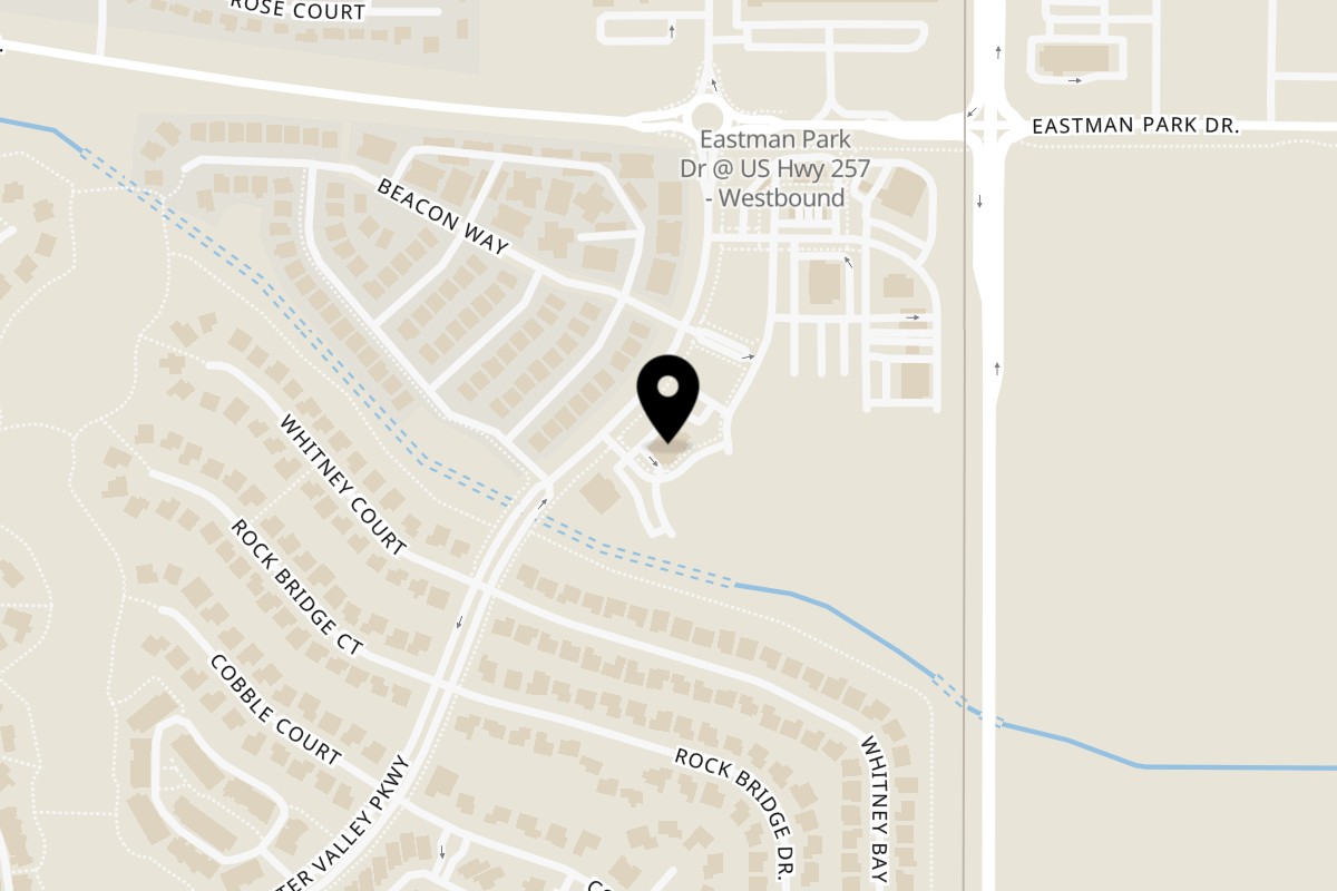 Map showing the location of Gyros & Falafel Grill on 1399 Water Valley Pkwy #400 in Windsor
